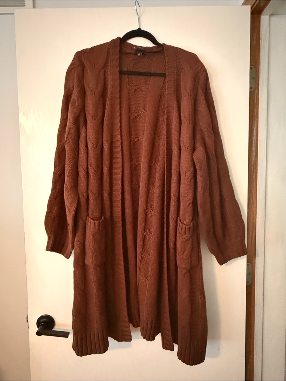 Torrid Long Cable Knit Cardigan - Rust Brown